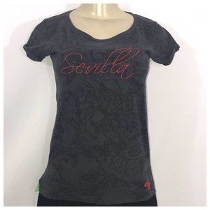 Benegassi Black, Red, and Gray Printed Tee Small